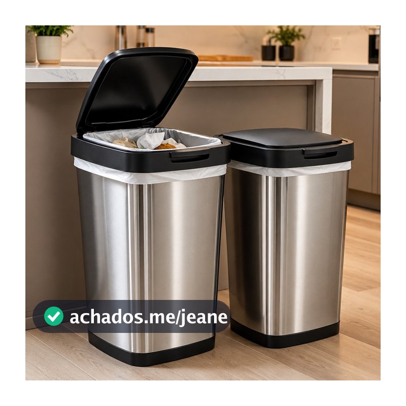 Jogo De Lixeira Inox 9L Tampa Click para Cozinha Banheiro | 1 ou Kit 2 Unidades Moderna Premium