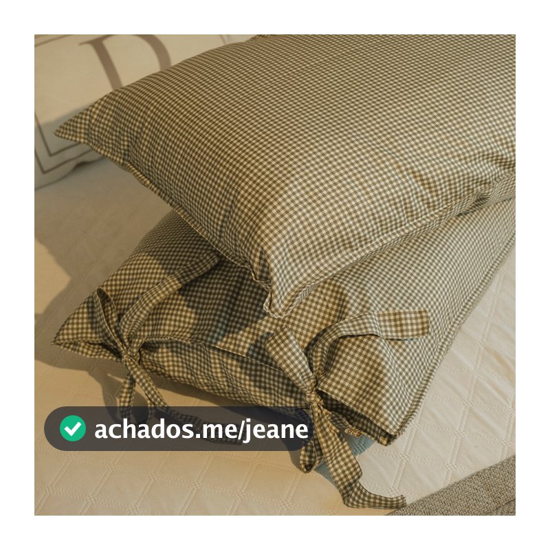 Fronha com Laço Xadrez Vichy Estilo Farmhouse 50x70 cm UNIDADE - Verde
