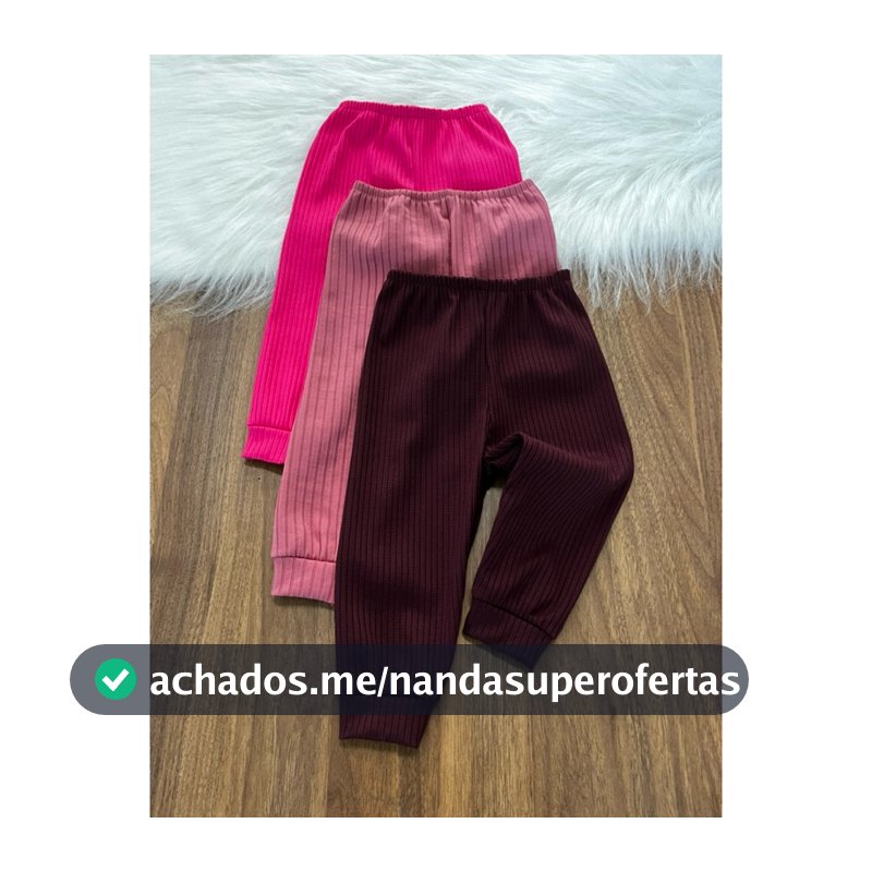 kit 3 Calça Mijão Bebê Menino e Menina Malha Canelada Enxoval Para Bebês