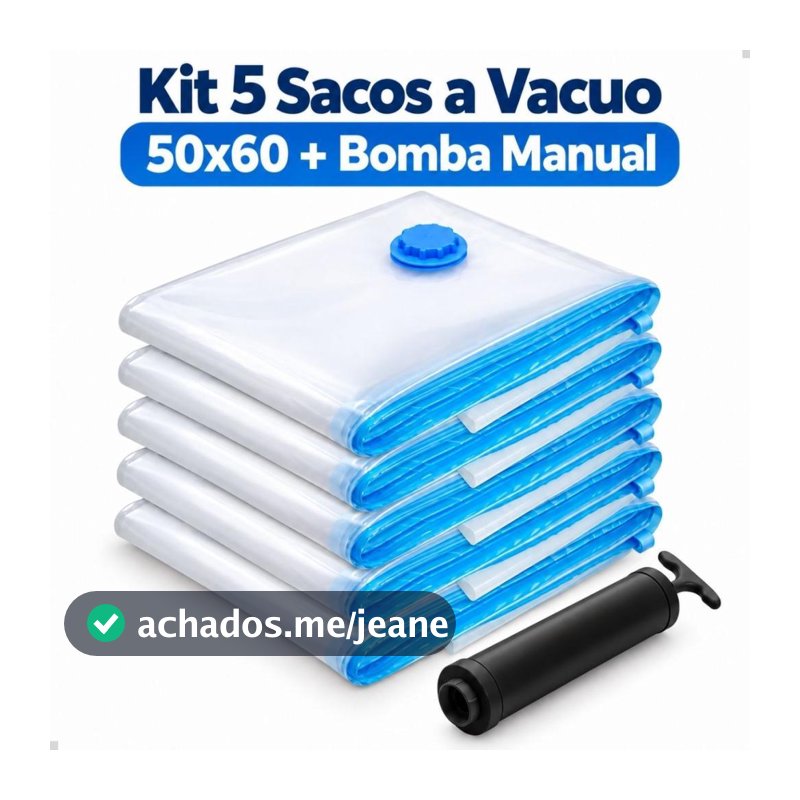 Kit 5 Sacos a Vacuo 50x60 + Bomba Manual