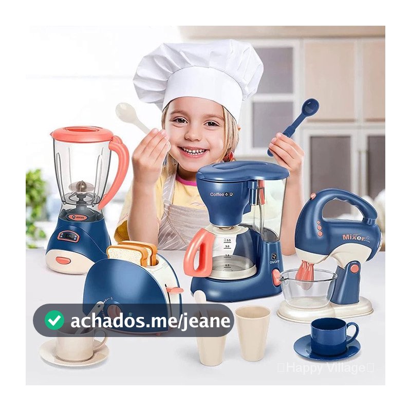 Mini Household Appliances Cozinha Brinquedos, fingir jogar conjunto com cafeteira liquidificador misturador e torradeira para crianças meninos meninas presentes