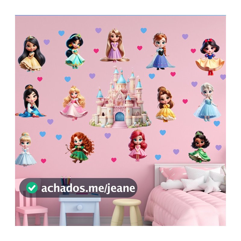 Adesivo De Parede Decorativo Infantil Princesas - OFERTA