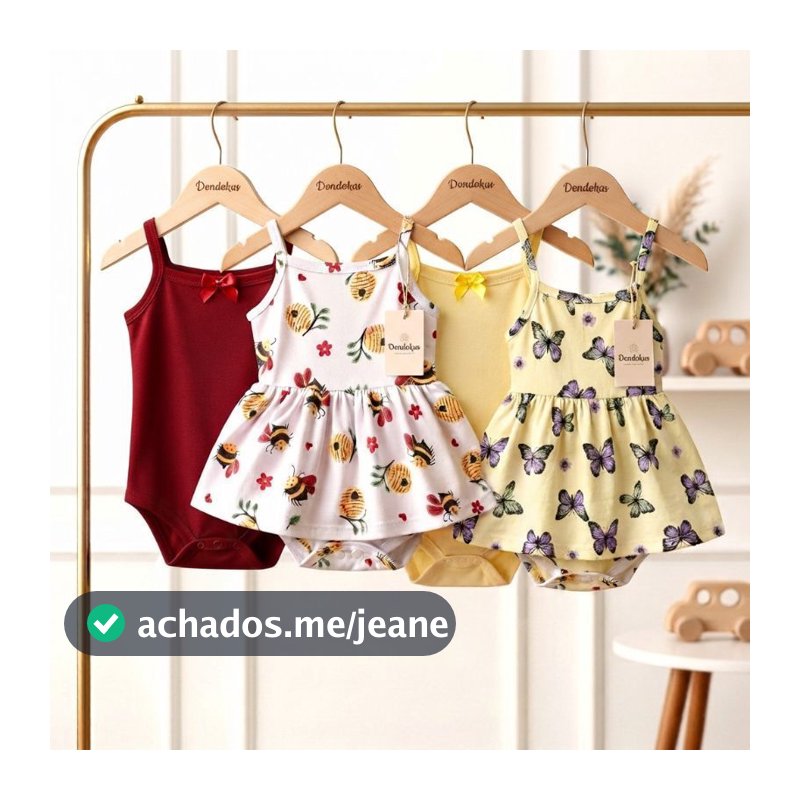 kit 4 Body Bebe Alcinha Body Saia 100% Algodão  Bori Bebe Menina