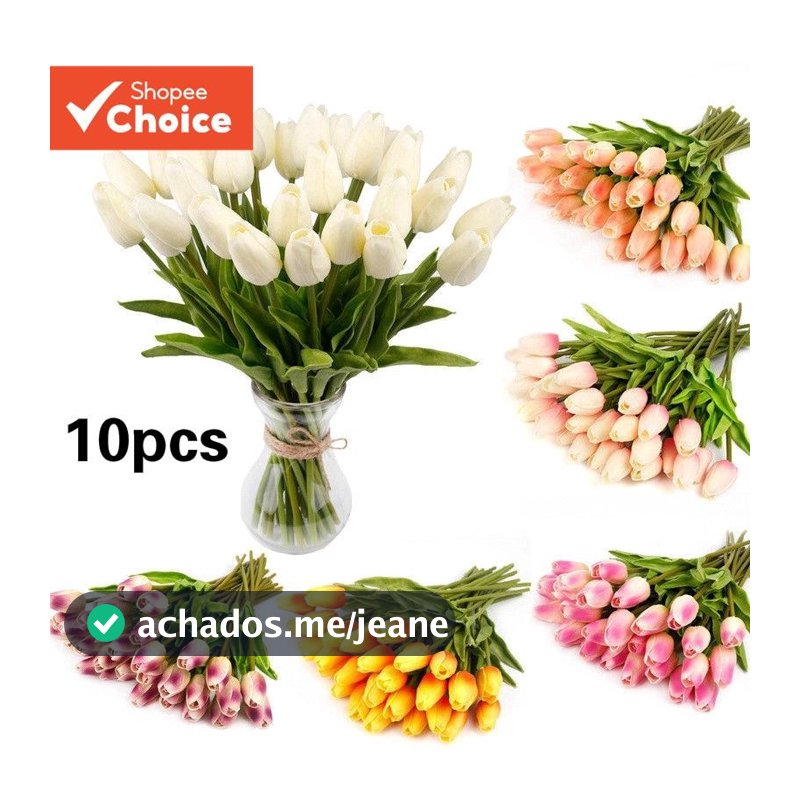 10 Peças Flores Artificiais De Látex Rosa Tulipa Buquê De Toque Real Para Decoração De Casamento E Casa