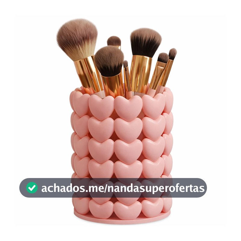 Porta Pincéis De Maquiagem Decorativo Corações Almofadados Organizador Moderno Fosco