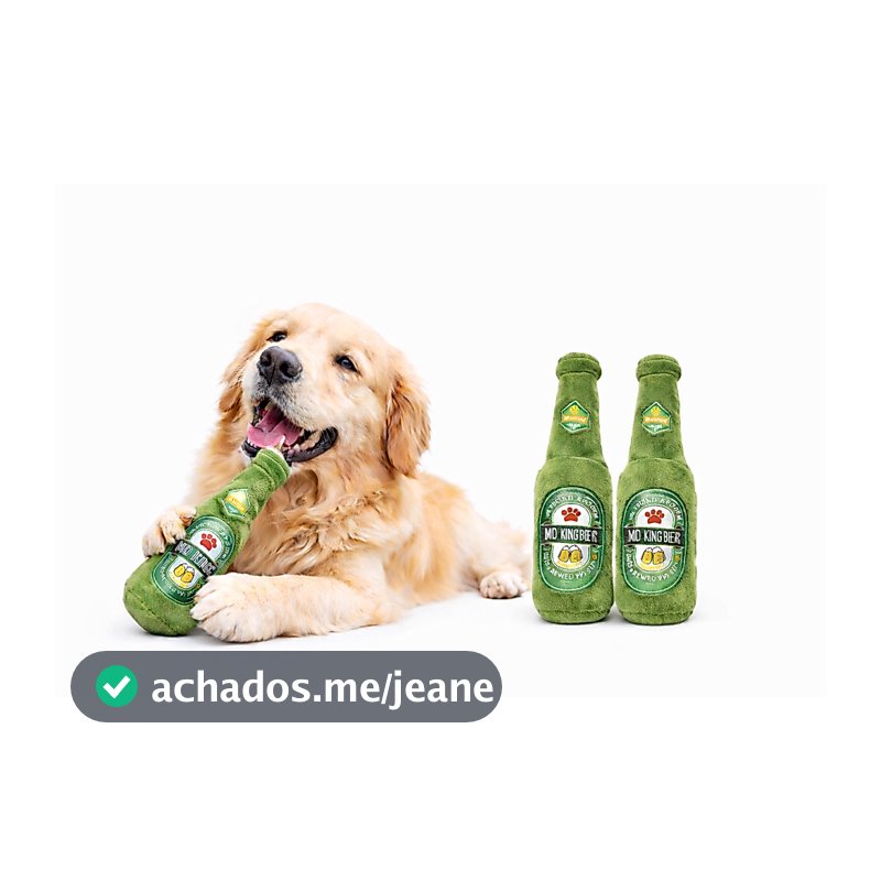 Brinquedo de pelúcia garrafa de cerveja para cães - com apito divertido