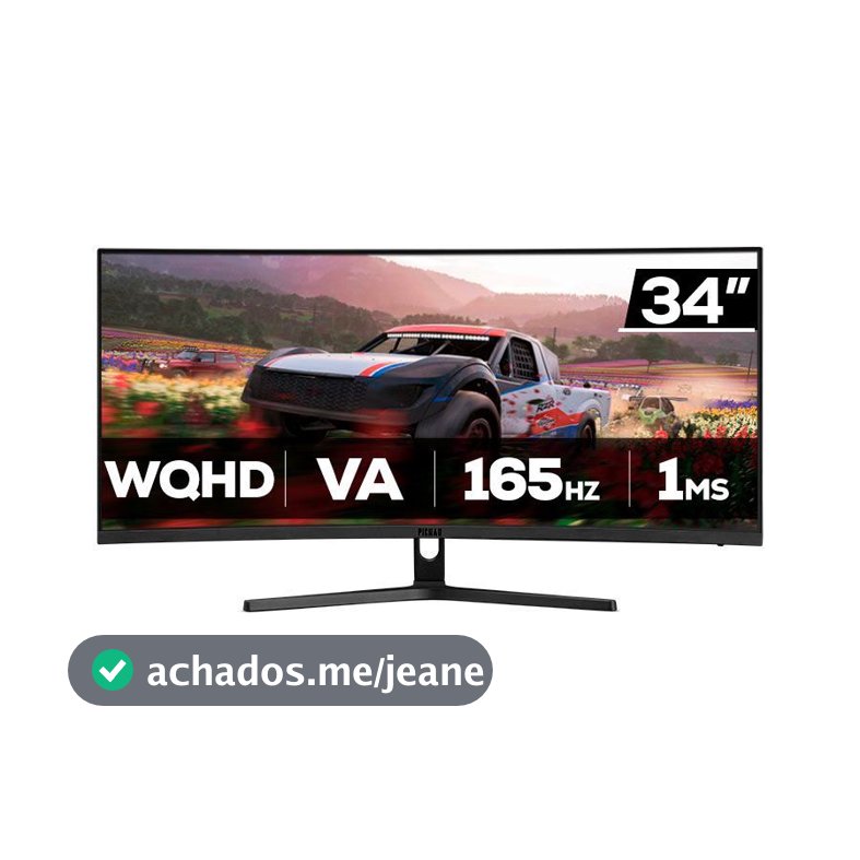 Monitor Gamer Pichau Nexus Wide 34S, 34 Pol, VA, Ultrawide, Curvo, 2K, 1ms, 165Hz, PG-NXS34S-BL01