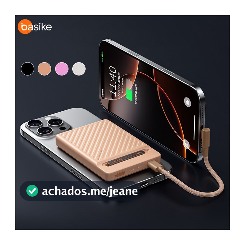 BASIKE Carregador Portátil Magnético 10000Mah Power Bank Magsafe Indução iPhone Apple Sem fio Bateria Carga