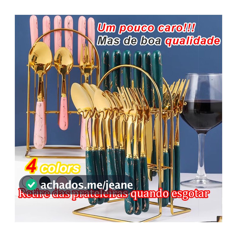 Oferta especial 24pcs !! Conjunto de talheres requintado faca, garfo e colher bife elegante  Aço Inoxidável