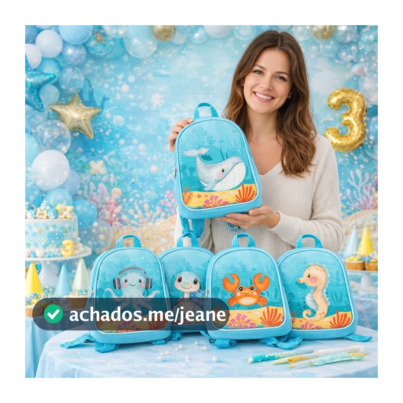 Mochila Fundo do Mar Infantil Aniversário Lembrancinha Decoração SEM PERSONALIZAR 10/20/30 unidades