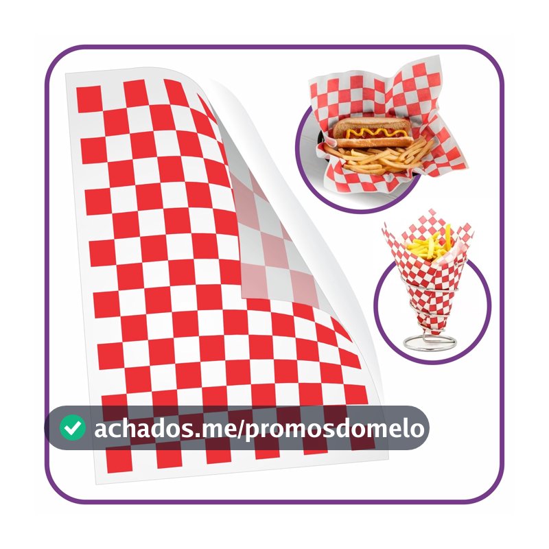 Papel Acoplado - Quadriculado Vermelho - (500 Unidades)