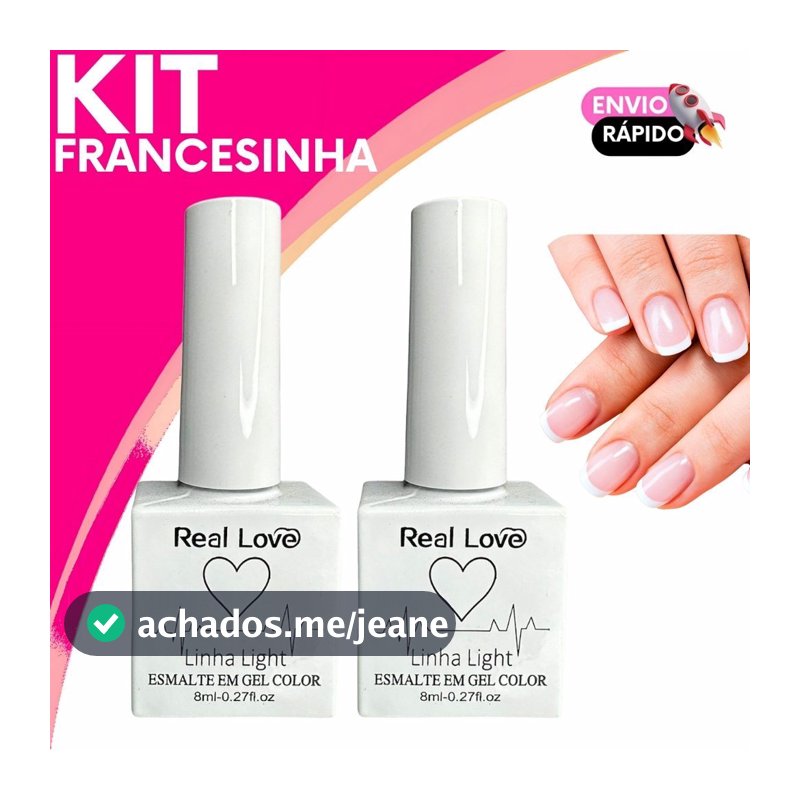 Esmalte em Gel Real Love Kit Francesinha Renda e Branco Longa Duração e Brilho Intenso