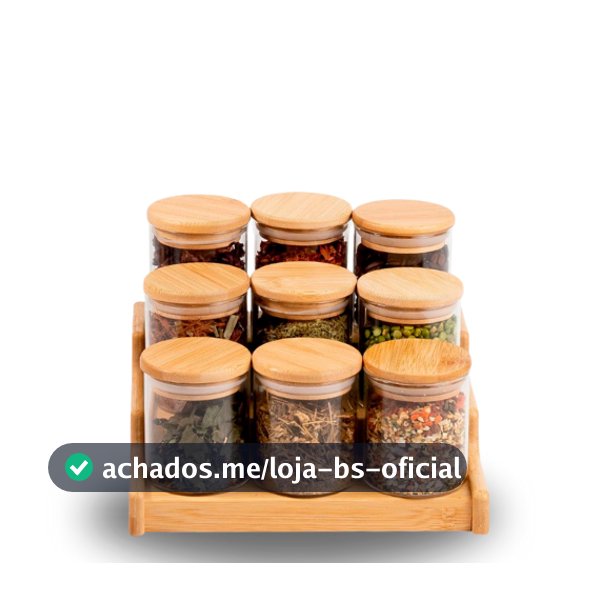 Conjunto Porta Mantimento De Vidro 250ml Hermético Tampa De Bambu Para Alimentos Temperos