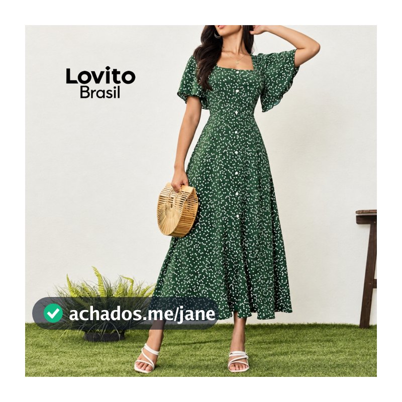 Lovito Vestido Feminino Midi Romântico Estampado DRB5BR180