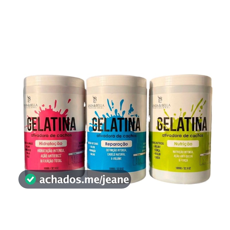Gelatina Ativadora de Cachos 1kg Linda&Bella - Hidratação, Reparação e Nutrição