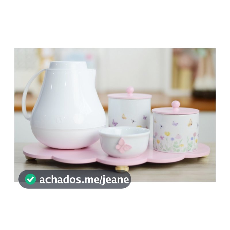 Kit Higiene Porcelana Maternidade Bebê Quarto Meninas Tema Jardim Borboleta Rosa K175 Cuidados Pote Algodão Cotonete