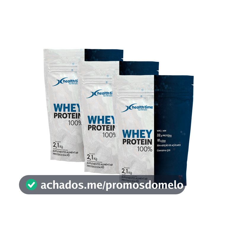 3x Whey Protein 100% Health Time 2,1kg (6,3kg)iso, Conc, Hid