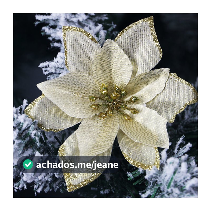 (10 Unidades/Pacote) 13cm Vermelho E Dourado Simulação De Natal Flor Glitter Tecido Artificial Árvore Decoração De Flore