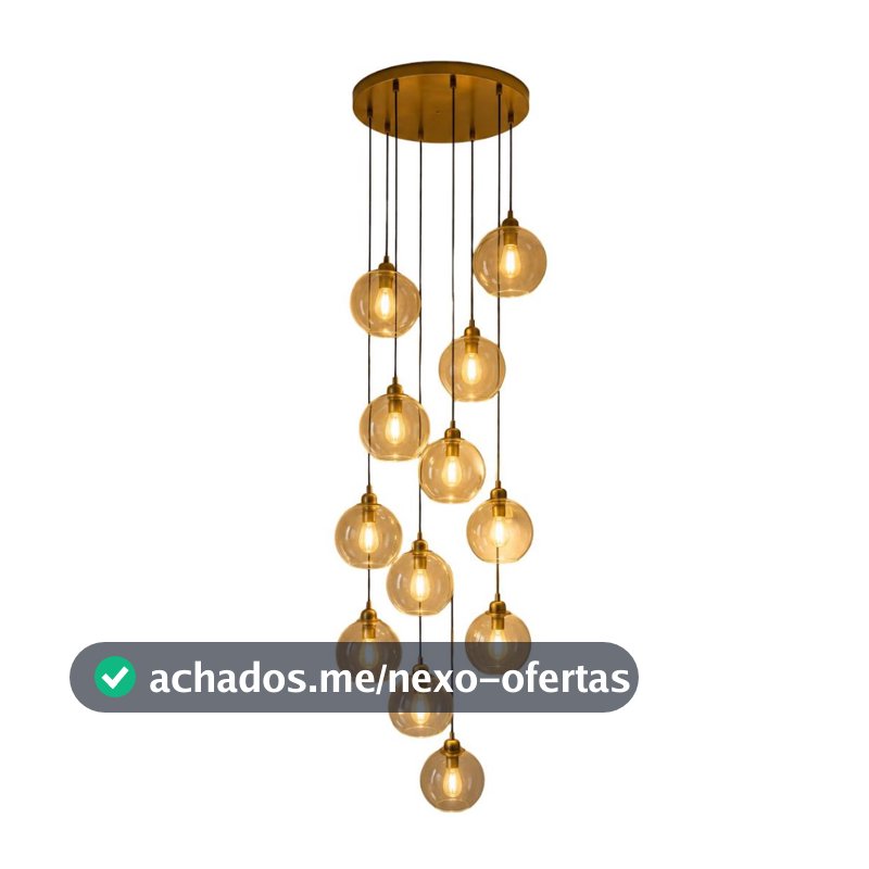 Lustre Pendente Luar 12 Globos Base 70 Cm Pe Direito Alto Luminaria De Teto Moderno Sala De Jantar