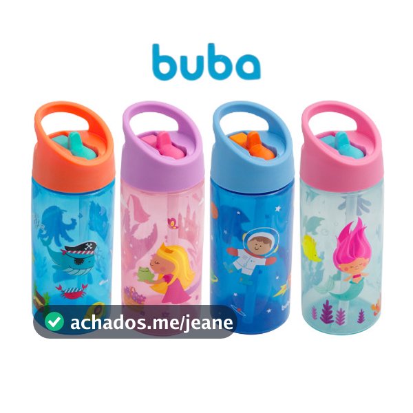 Garrafinha Infantil Aventuras Buba 380ml Antivazamento Canudo Retrátil Escolar Resistente Garrafa.