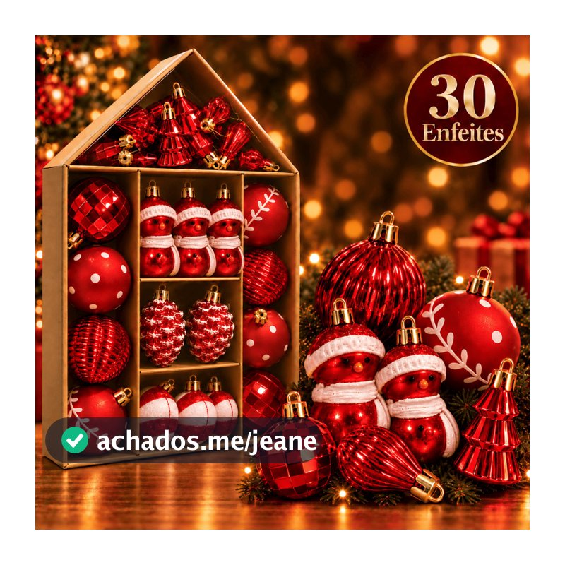 Kit 30 Enfeites Natalinos Pendentes Para Árvore De Natal Decoração Natalina Luxo