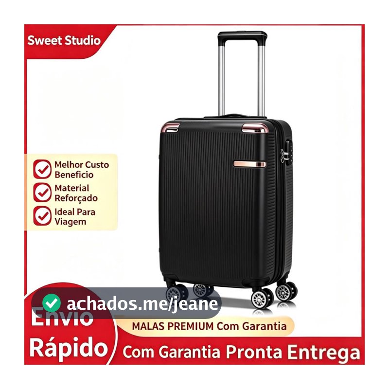 Mala Para Viagem De Bordo 10kg P Abs Com Zíper Expansível Rodinhas 360 Removíveis Bagagens de mão
