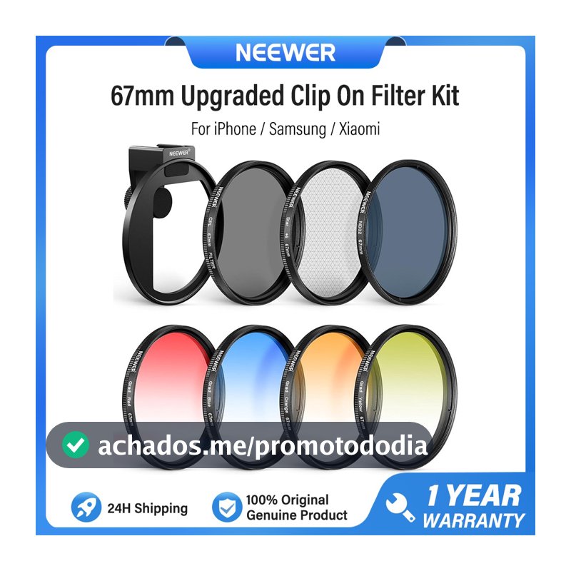 Kit De Filtro De Lente De Telefone NEEWER 67 Mm Com Clipe/CPL/ND32/6 Pontos Estrela/4 Cores