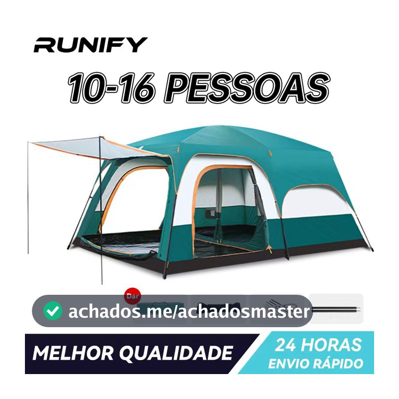 Runify Barraca de Camping Sotiay Grande Familiar Impermeável 2000mm com Divisória para Acampamento