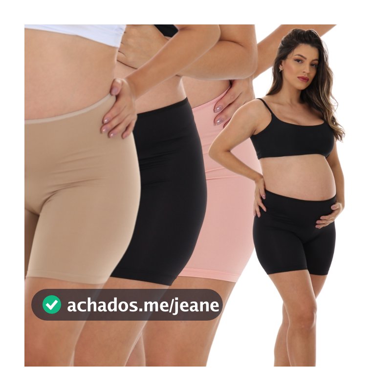 Kit 3 Bermuda Short Segunda Pele Gestante Anágua Usar Com Vestido Confortável Gravidez Grávida