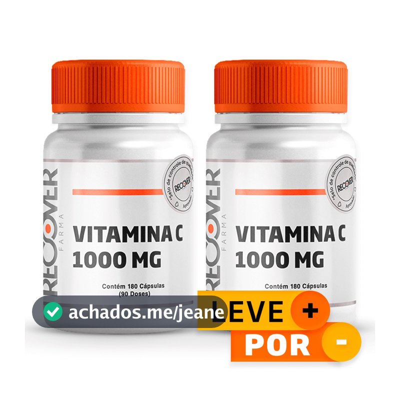 2x Vitamina C 1000mg - 180 cápsulas (90 doses)