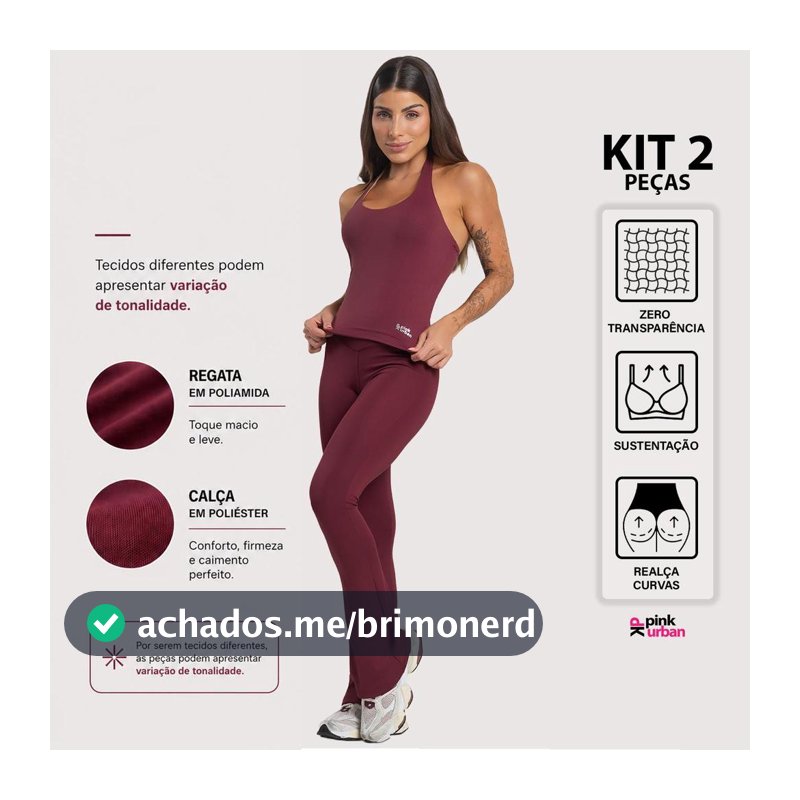 Kit Regata Frente Única Poliamida + Calça Flare Blackout Cintura Alta Conjunto Fitness Feminino Zero Transparência