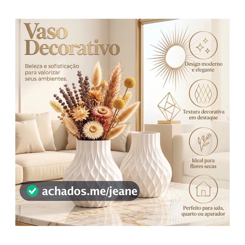 Vaso de Mesa Diamante Estilo Nórdico Minimalista | Vaso Decorativo Moderno Elegante Casa e Sala