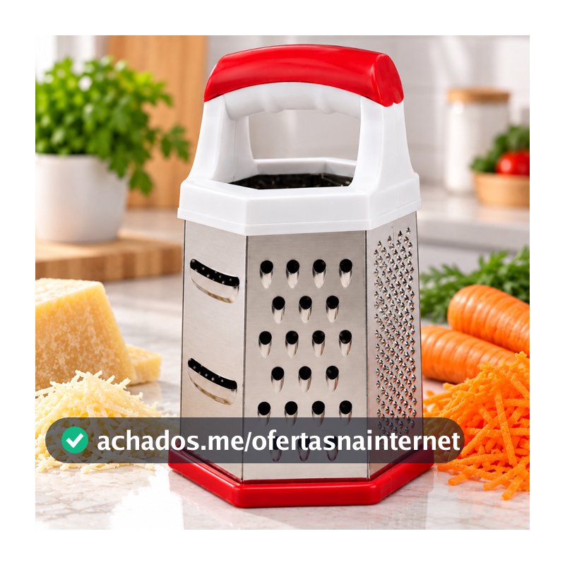 Ralador 6 Faces Inox 20cm Multiuso Fatiador Legumes Queijo Fruta