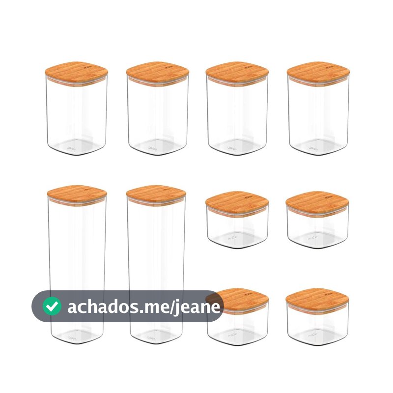 Kit de potes herméticos Ou 10 peças Linha Keep - Natural