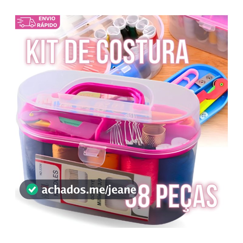 Kit de Costura 38 Peças Mini Maleta Portátil Agulhas Botão Tesoura 8 Linhas Alfinetes Fita Métrica