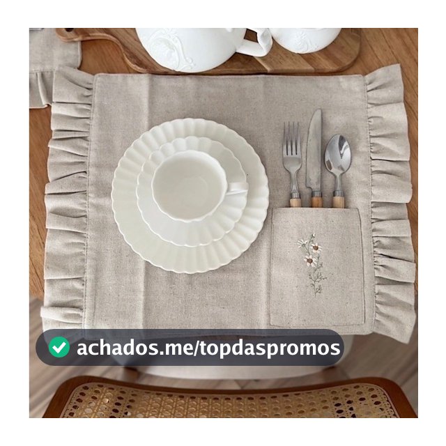Kit Lugar americano de bolsinho margarida Linho Cru ( 2 Lugares a mesa )