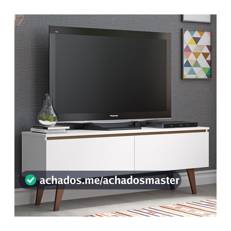 Rack para TV até 55 Polegadas Madesa Le Mans com 2 Portas - Branco/Rustic