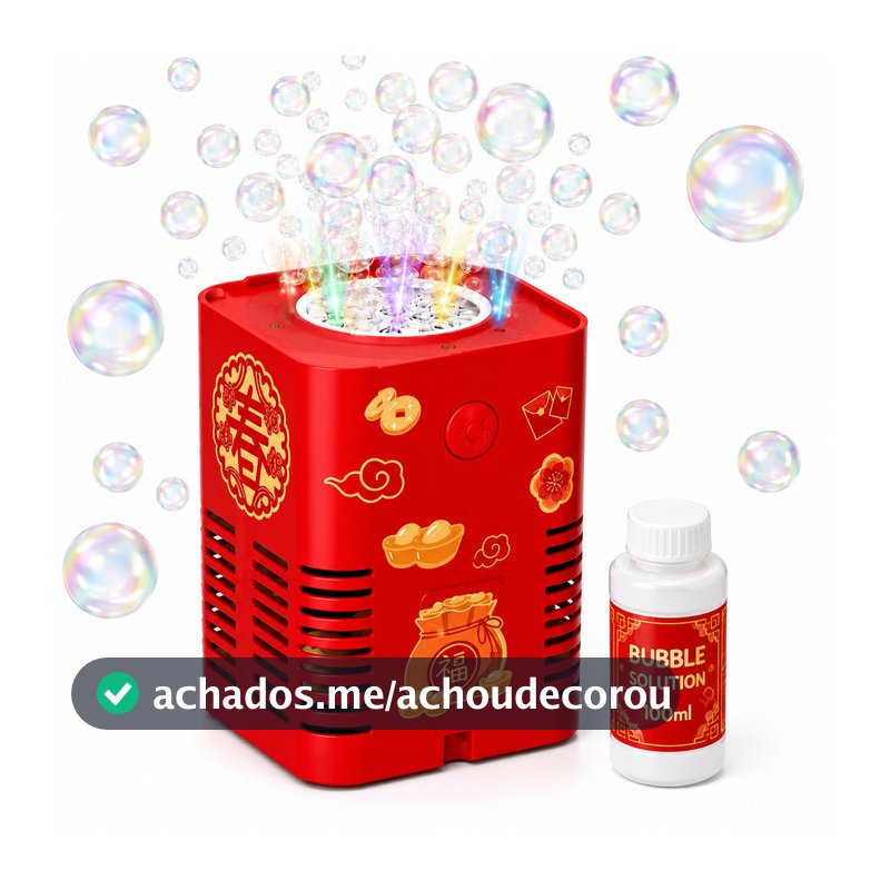 Máquina De Bolhas Automática 36 Furos com Luz LED para Festas e Crianças