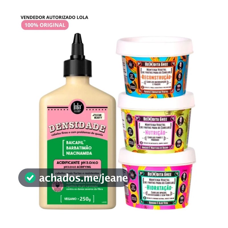 Kit Acidificante Lola Densidade 250g + Bemdita Ghee 3x100g - Lola Cosmetics