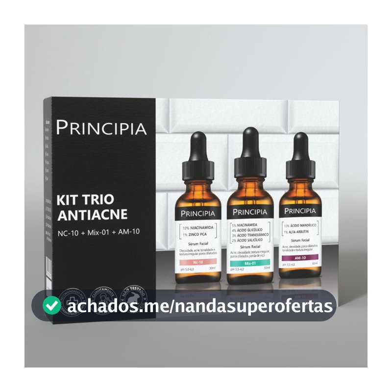 Principia Kit Trio Antiacne c/ Sérum Niacinamida Nc-10 + Sérum Mix-01 + Sérum Mandélico Am-10