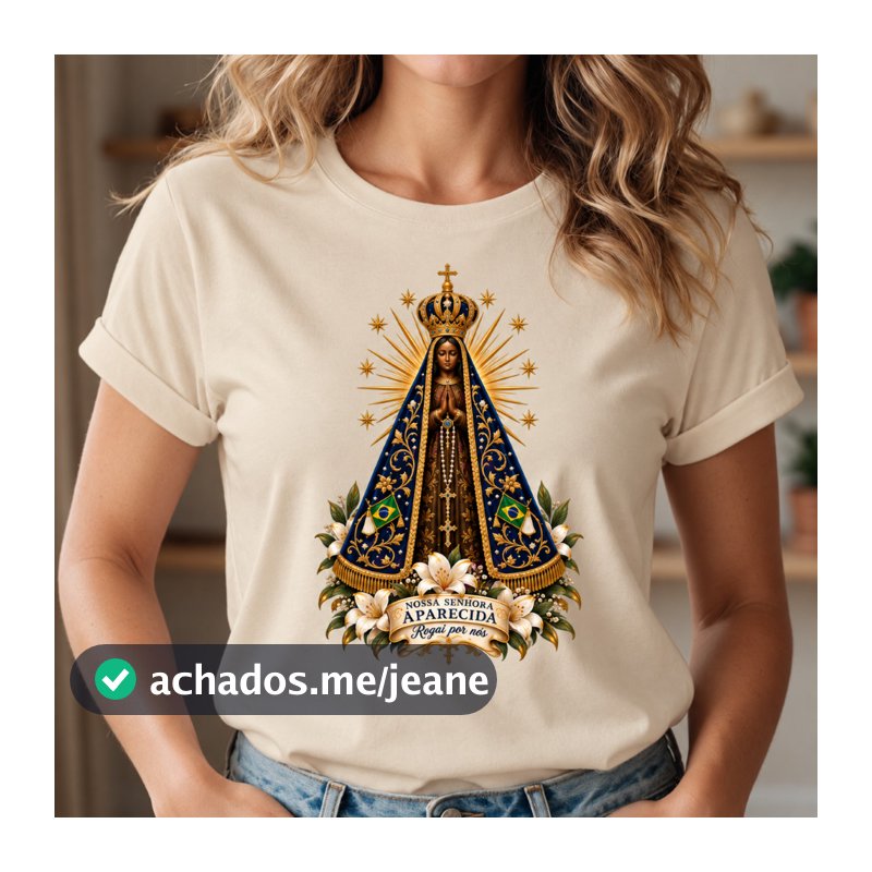 Camiseta Feminina Unissex Nossa Senhora Aparecida | Camiseta Católica | 100% Algodão Qualidade e Conforto Envio Imediato