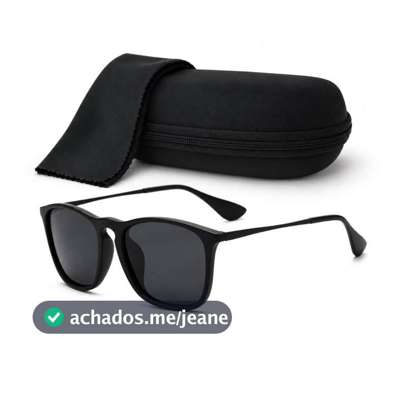 Óculos de Sol Quadrado UV400 Masculino Premium Feminino Metal Preto Proteção Acetato Polarizado