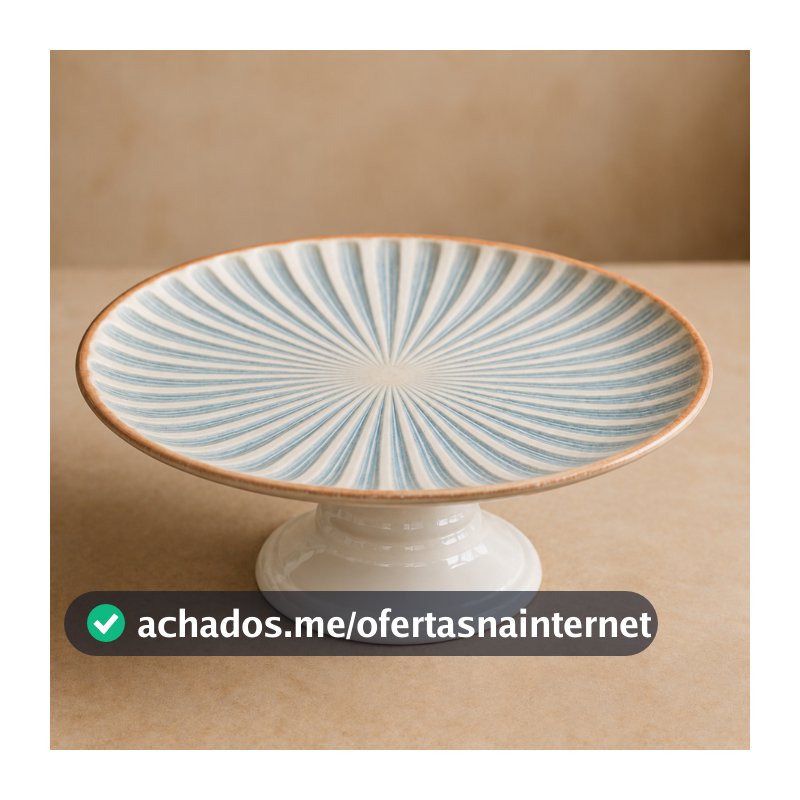 Boleira De Cerâmica Decorativa Em Listas Para Bolos E Doces