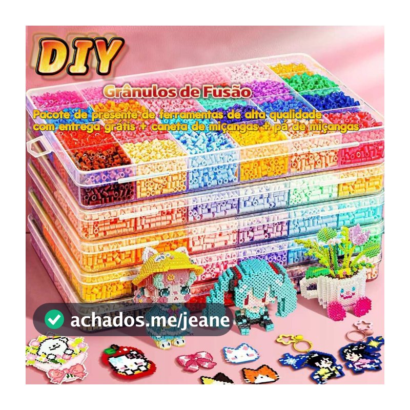 Kit Contas Perler Beads DIY Pixel Art 24‑120 Cores Kit Completo Ferramentas Chaveiro Imã Artesanato Infantil