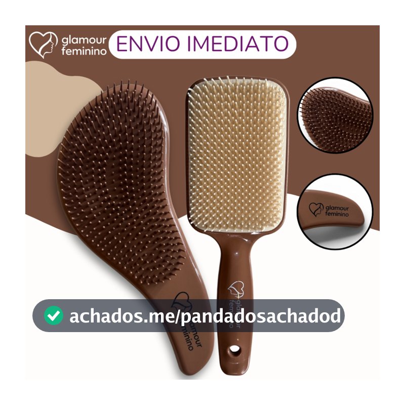 Kit 1 Escova Raquete Premium + 1 Escovas Mágicas Premium - Anti Frizz - De Desembaraçar Cabelo - Glamour Feminino