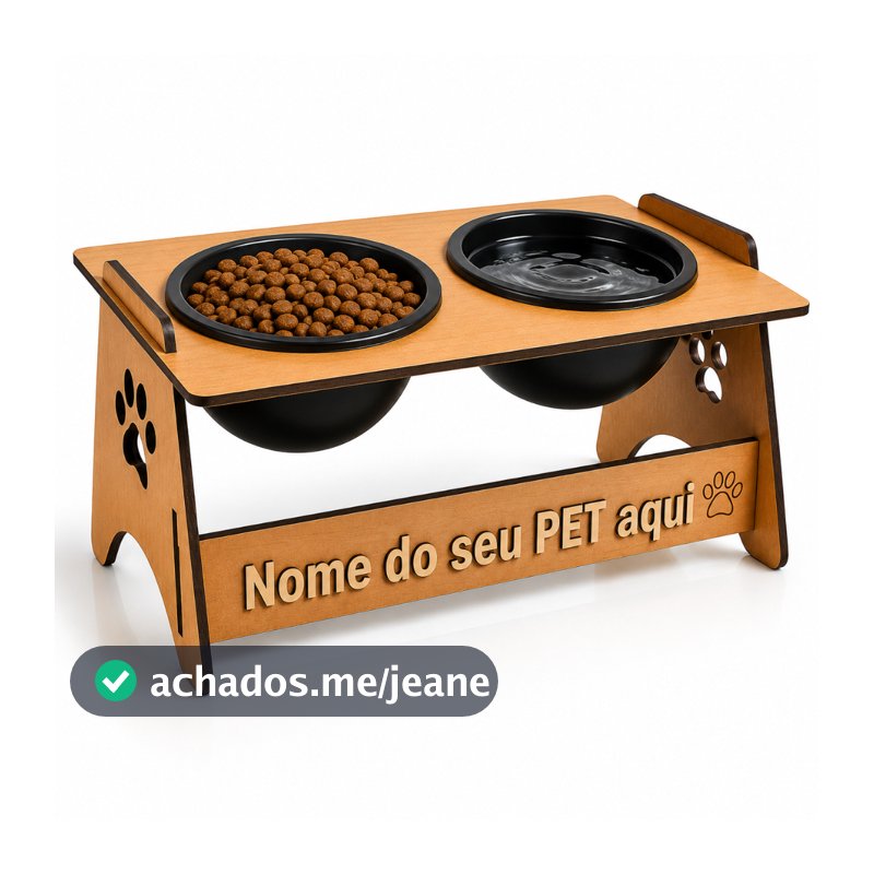 Tigelas Comedouro Bebedouro Elevado Em MDF Suspenso Para Pets Gato Cachorro Para Agua e Raçao