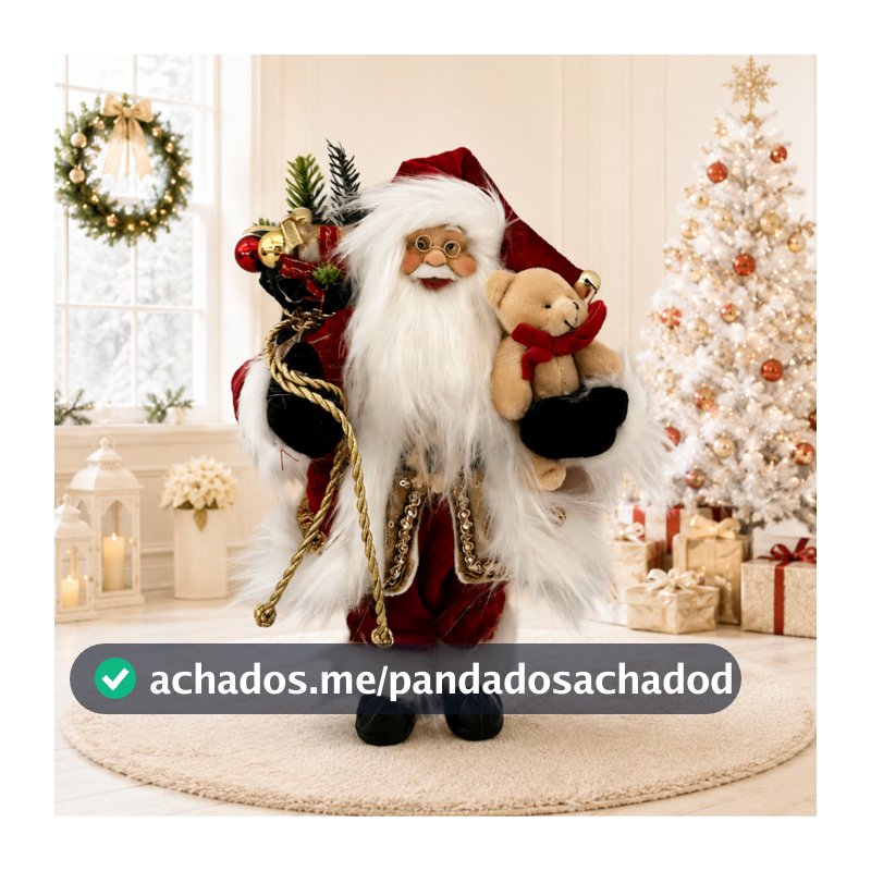 Papai Noel com Urso Natal Decoração Natalina