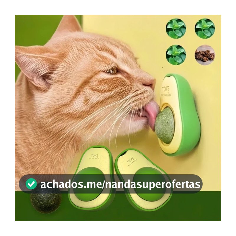 Abacate De Brinquedo Para Gatos Com Catnip Erva Gato Natural Envio imediato