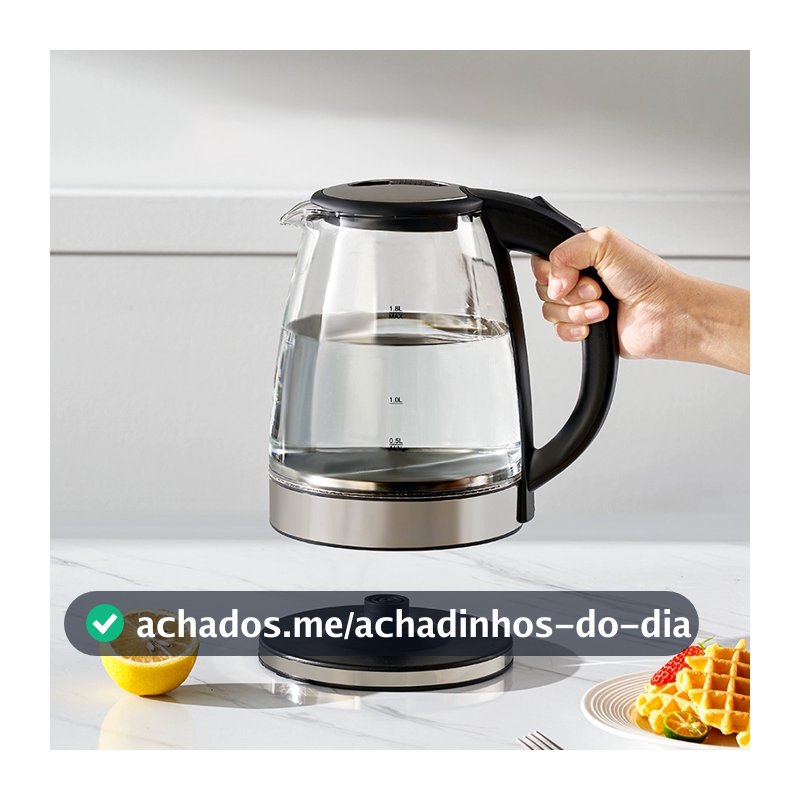 Chaleira Elétrica de Vidro/Inoxidável,1.8L 127V/220V Tampa e Desligamento Automático