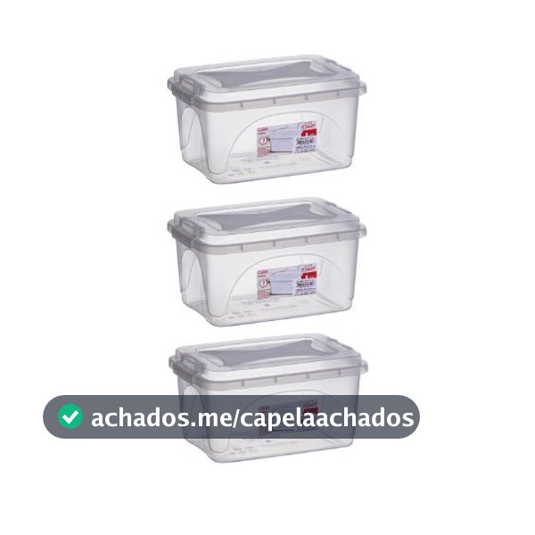 Caixas Organizadoras 3 Litros Transparente Tampa Com Trava Multiuso Organizador